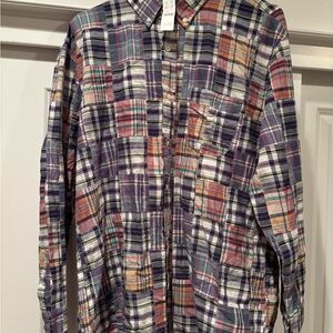 J. Crew Men's Colorful Patchwork Plaid Shirt